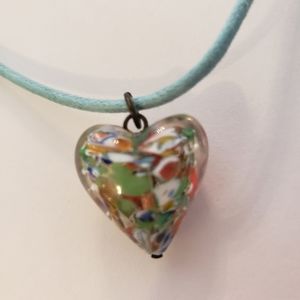 Murano Glass and 24K gold heart pendant